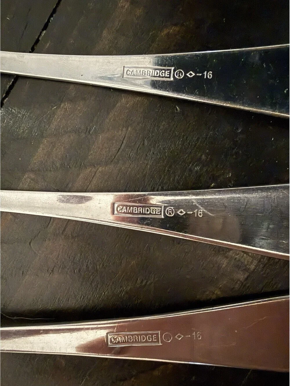 Cambridge Conquest Stainless Teaspoons Set of 3 Frosted Curved Line Pattern